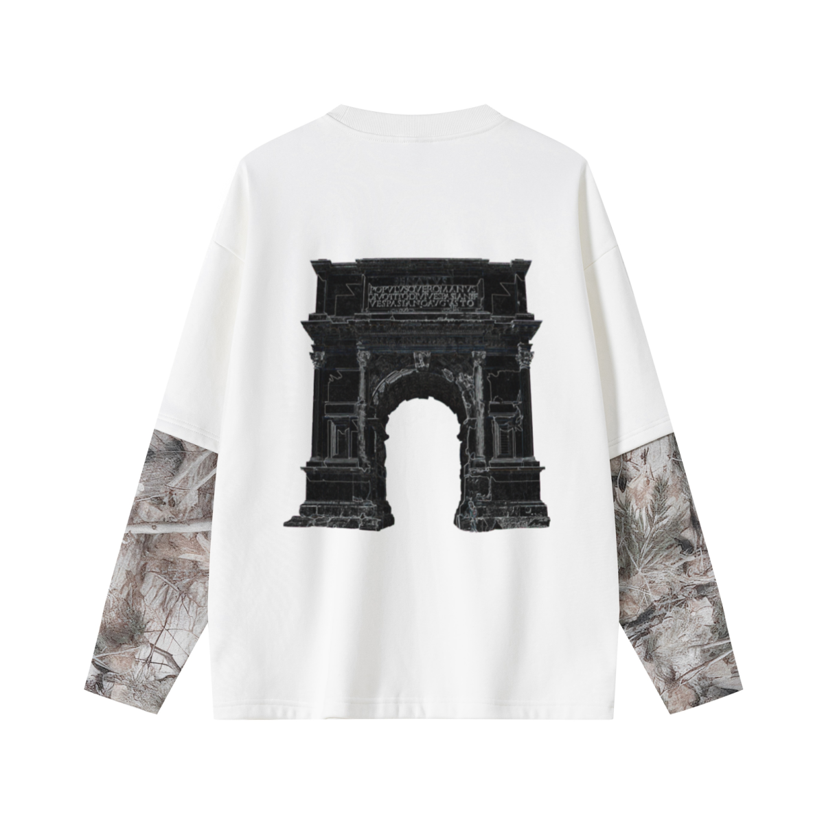 340GSM Men’s Heat Transfer Desert Camouflage Layered Look Long-Sleeve Branch Camouflage
