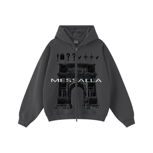 445GSM Unisex Heavyweight Dual-Zipper Hoodie Charcoal Grey