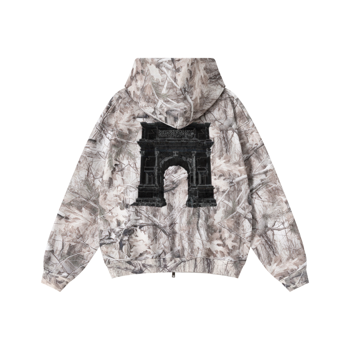 340GSM Unisex Heat Transfer Desert Camouflage Zip-Up Hoodie 	Branch Camouflage