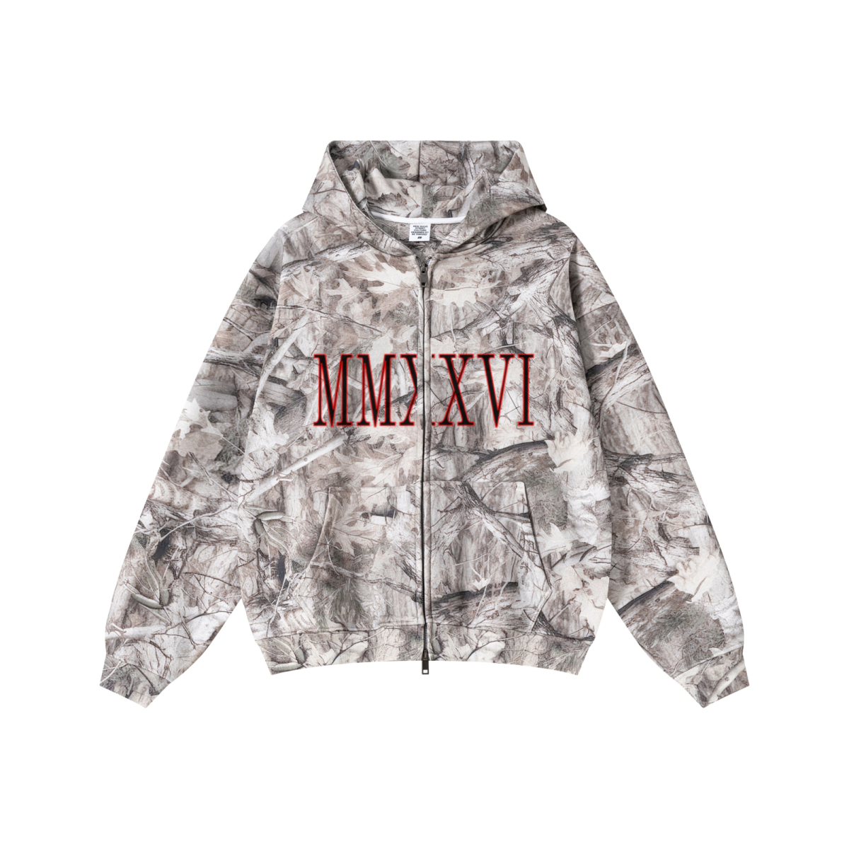 340GSM Unisex Heat Transfer Desert Camouflage Zip-Up Hoodie 	Branch Camouflage