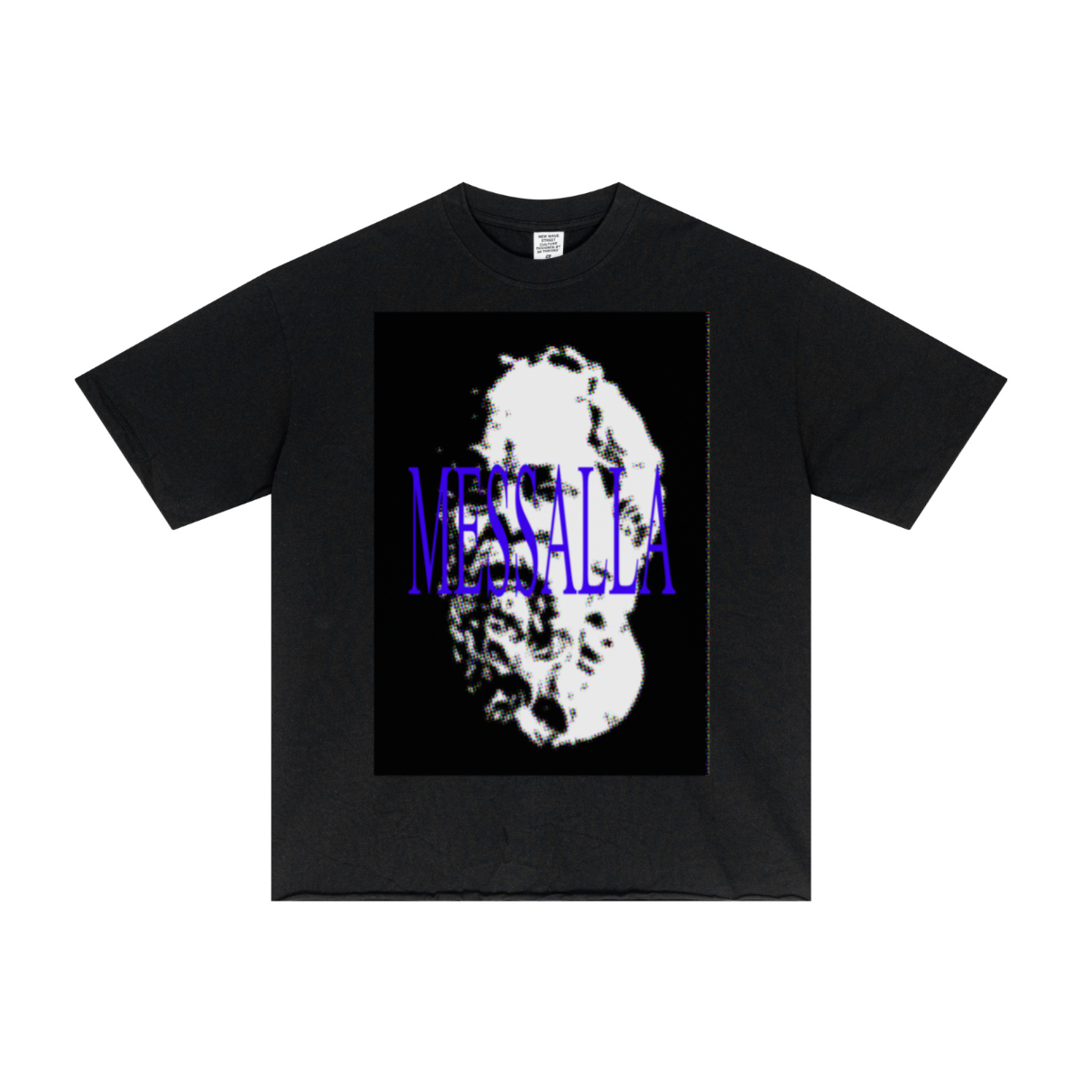 275GSM Men’s Raw-Edge Pigment-Wash T-shirt Black