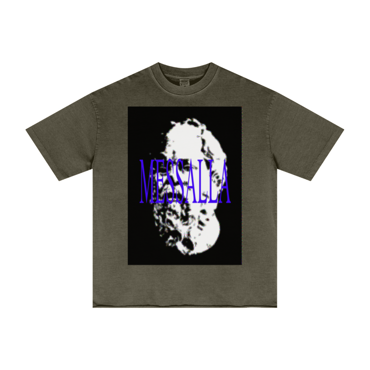 275GSM Men’s Raw-Edge Pigment-Wash T-shirt Dark green