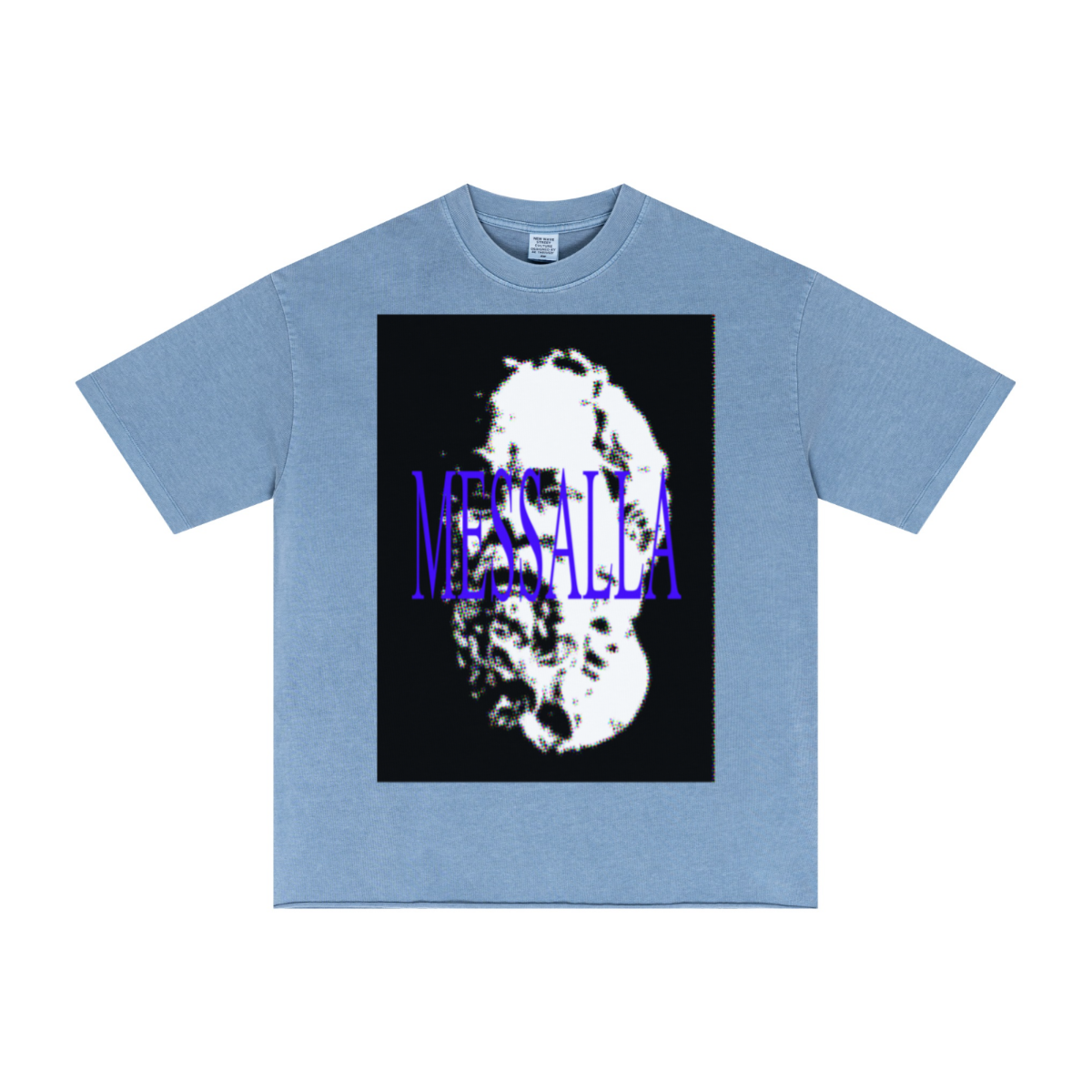 275GSM Men’s Raw-Edge Pigment-Wash T-shirt Blue