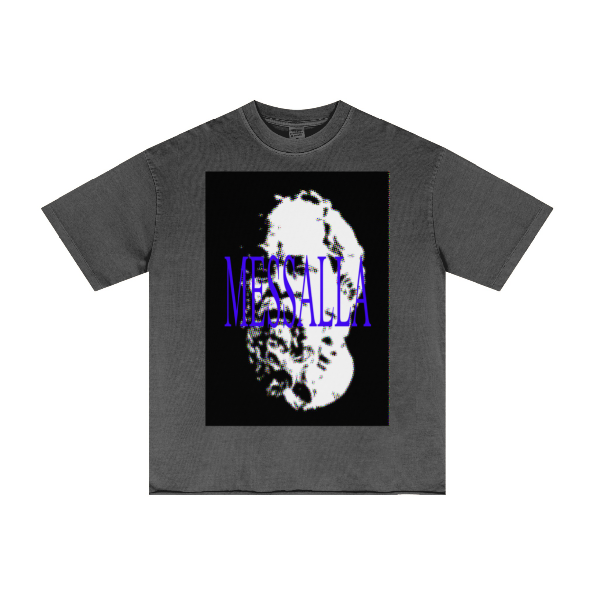 275GSM Men’s Raw-Edge Pigment-Wash T-shirt Dark grey