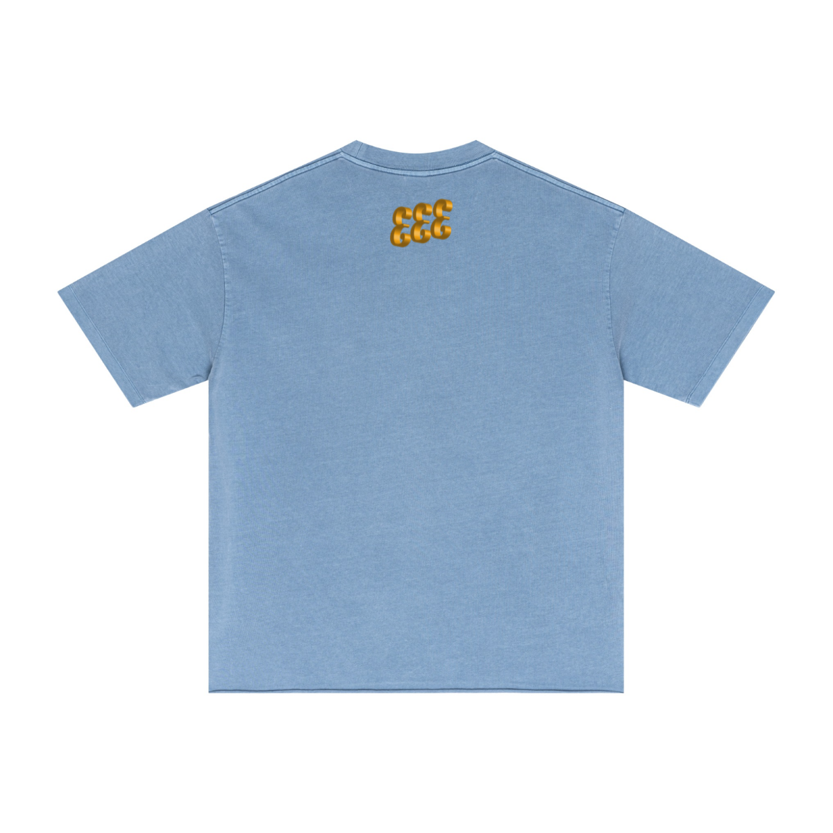 275GSM Men’s Raw-Edge Pigment-Wash T-shirt Blue