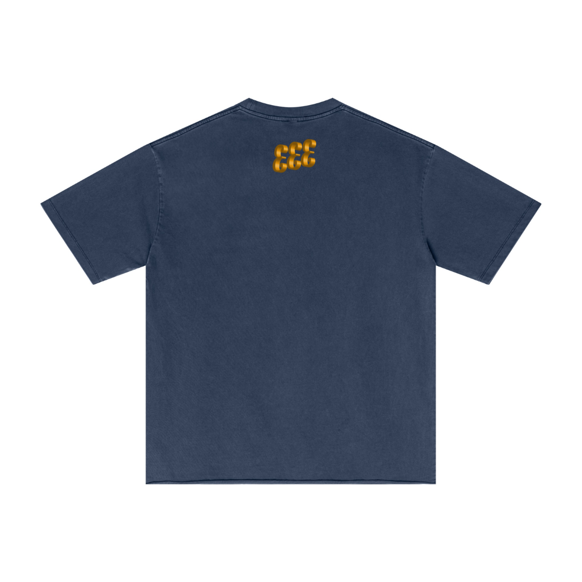275GSM Men’s Raw-Edge Pigment-Wash T-shirt Dark blue