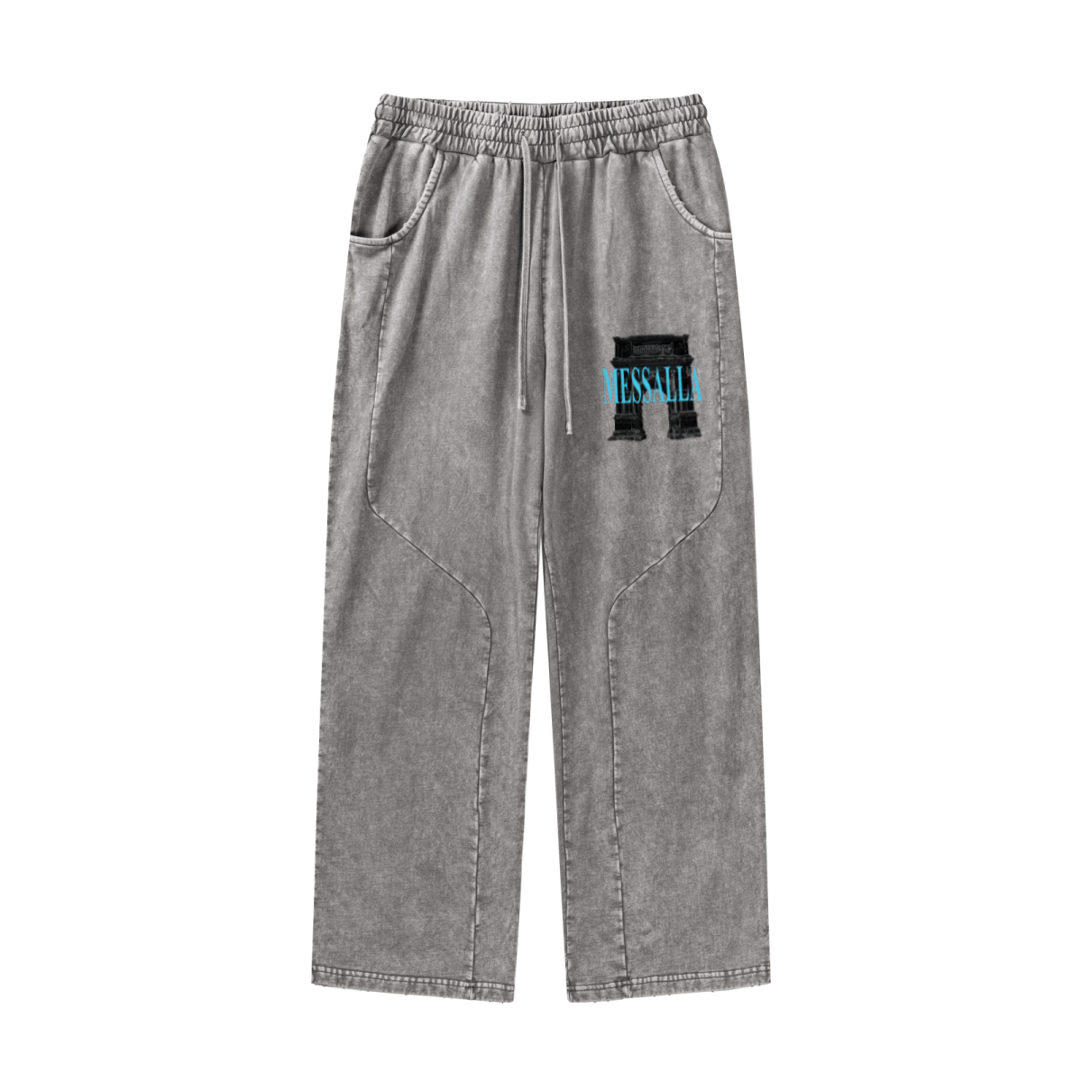 300GSM Unisex 100%Cotton Vintage Marled Loose Pants Medium Grey