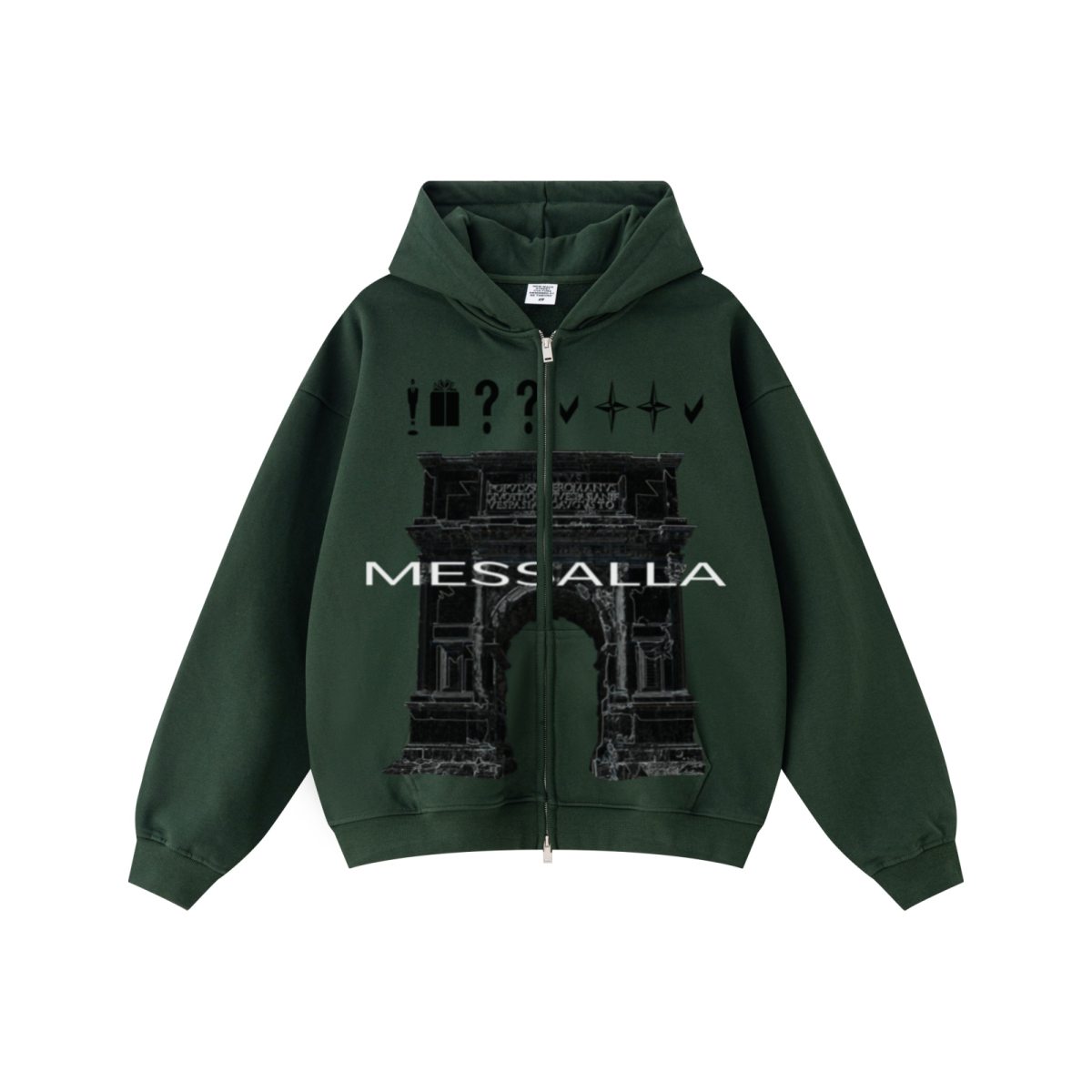 445GSM Unisex Heavyweight Dual-Zipper Hoodie Dark Green