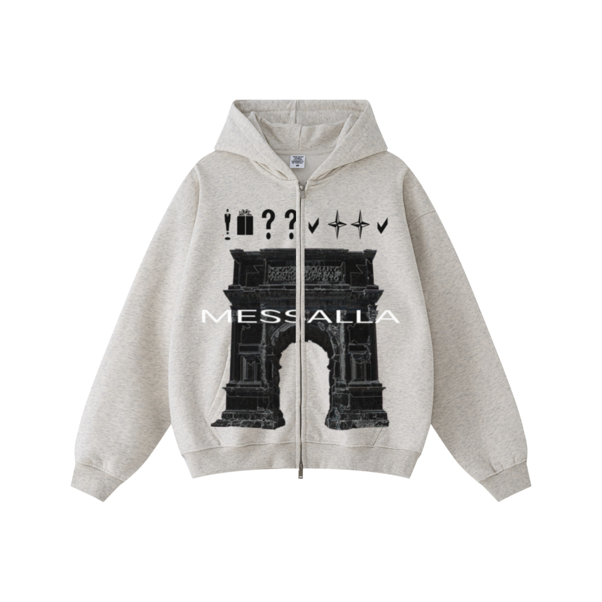 445GSM Unisex Heavyweight Dual-Zipper Hoodie Oatmeal Grey