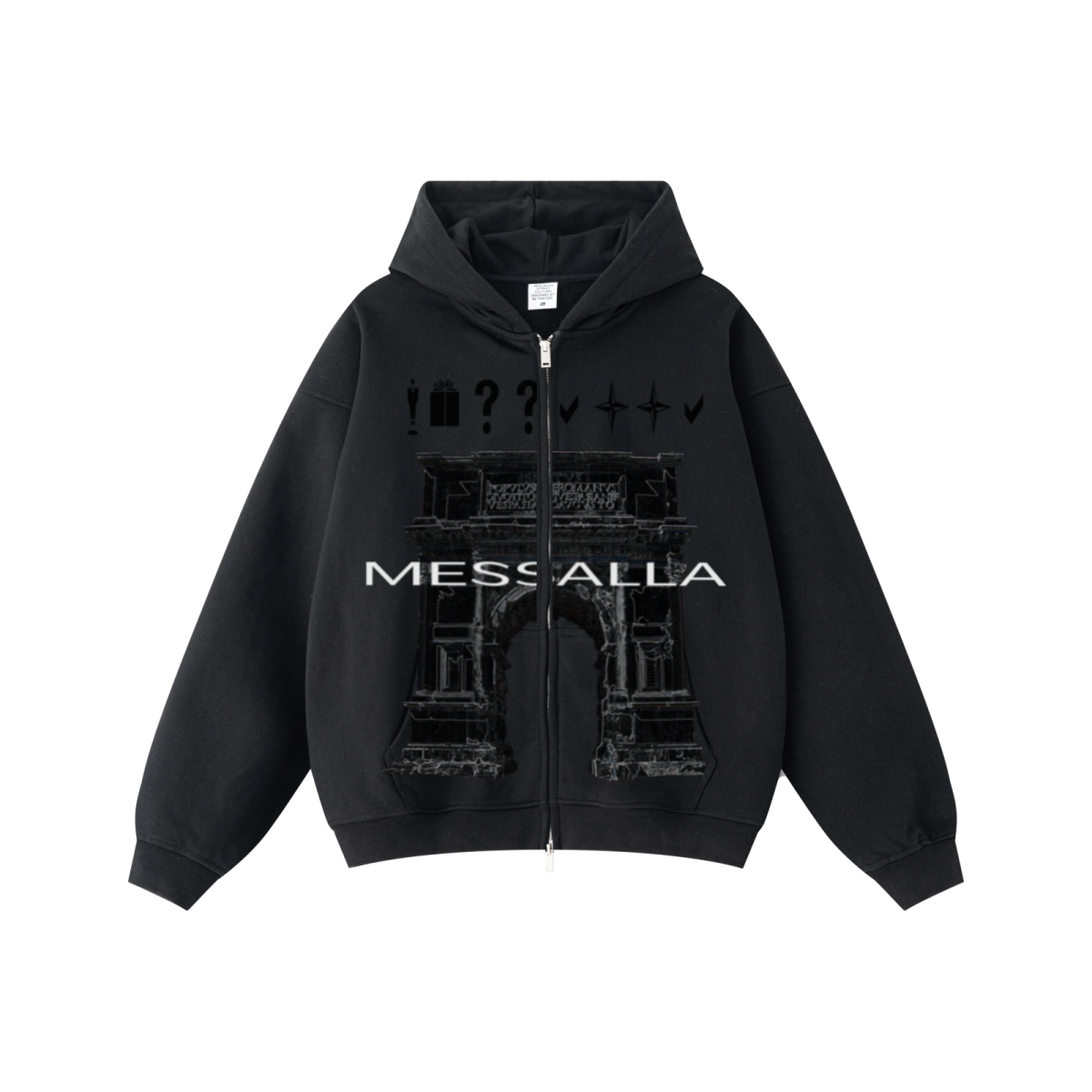 445GSM Unisex Heavyweight Dual-Zipper Hoodie Reactive Black